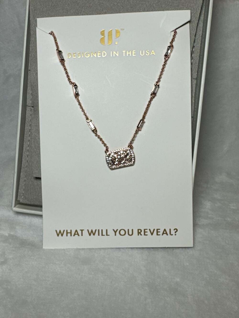 BP Statement Splurge Rose Gold Clear CZ Lumina Necklace